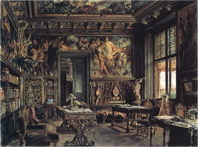 Rudolf von Alt, The Library in Palais Dumba. 1877.
